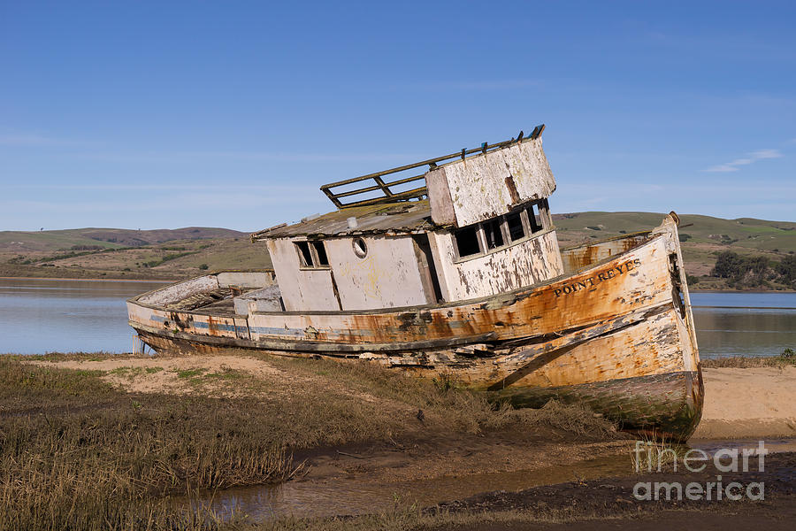 Wreck of The Point Reyes Boat In Inverness Point Reyes California DSC2069 Photograph by Wingsdomain Art and Photography