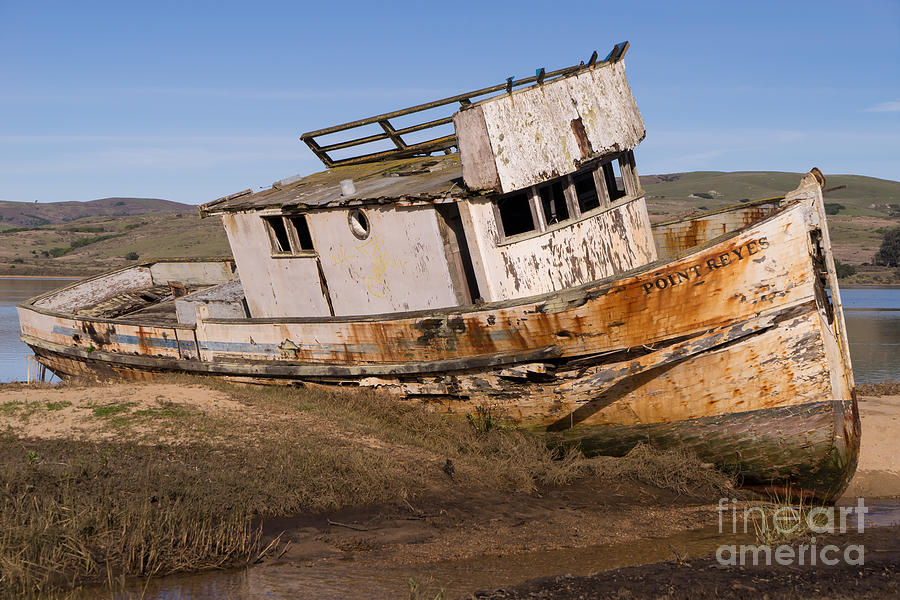 Wreck of The Point Reyes Boat In Inverness Point Reyes California DSC2071 Photograph by Wingsdomain Art and Photography