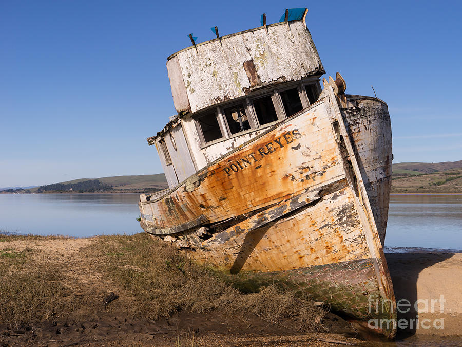 Wreck of The Point Reyes Boat In Inverness Point Reyes California DSC2079 Photograph by Wingsdomain Art and Photography