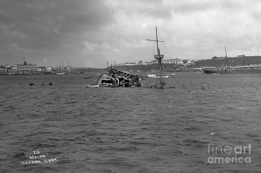 Wreck Photograph - Wreck of the U. S. S. Maine Havana Harbor Cuba 1898  by Monterey County Historical Society