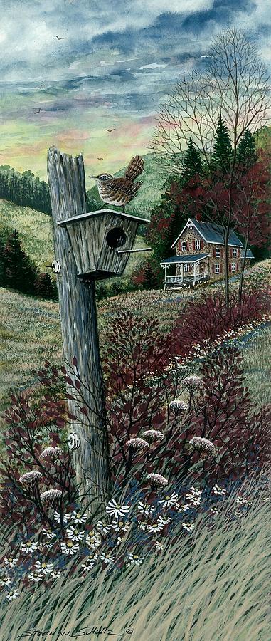 Wren Painting - Wren House by Steven Schultz