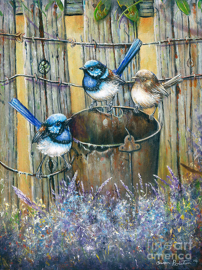 Wrens In The Garden Painting