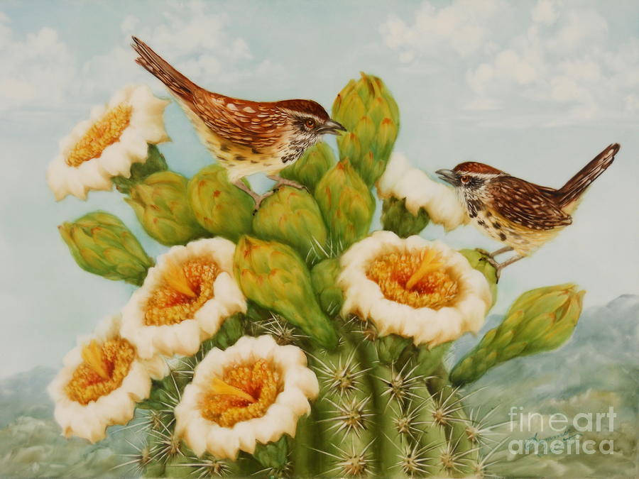Wrens on Top of Tucson Painting by Summer Celeste