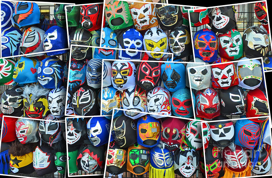 Wrestling Masks of Lucha Libre Altered II Digital Art by Jim Fitzpatrick