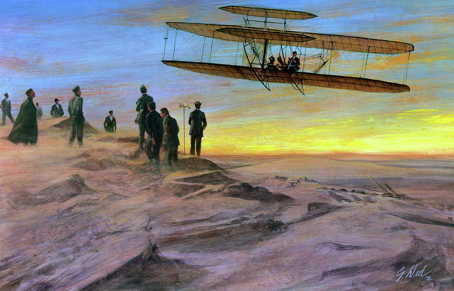 Wright Brothers, 1907 Painting by Granger