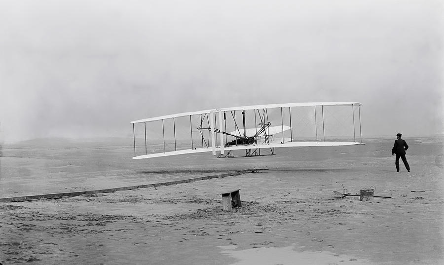 Black And White Photograph - Wright Flyer at Kitty Hawk North Carolina by Mountain Dreams