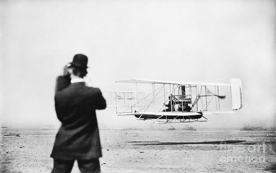 Wright Model A Aircraft Flight, 1909 Photograph by Library Of Congress