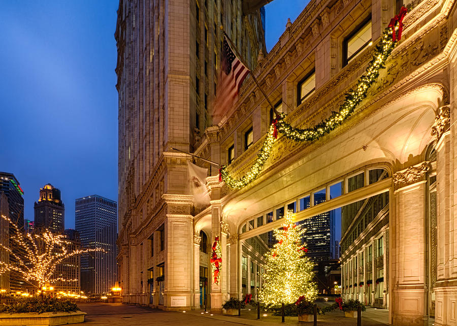 Wrigley Building Christmas Photograph by Lindley Johnson