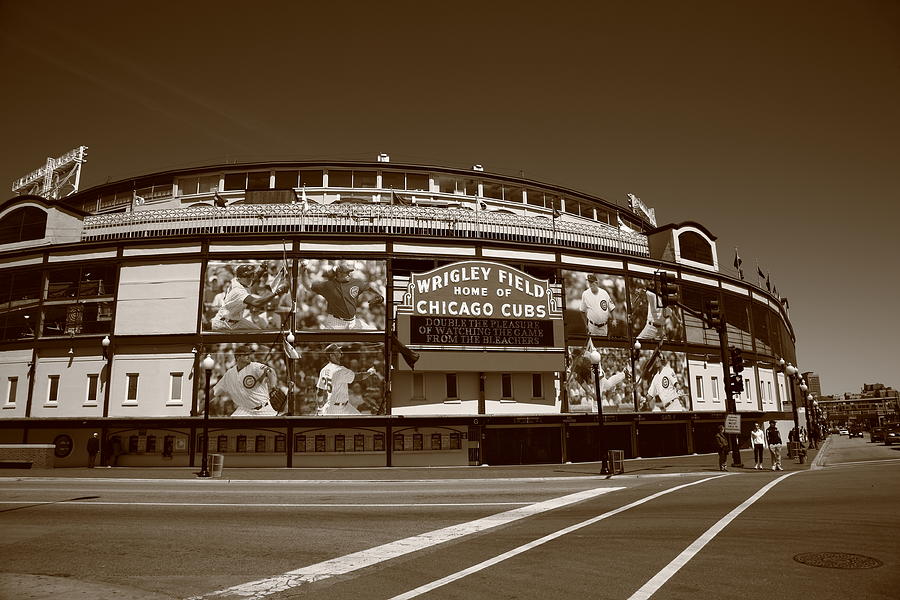 Chicago - Wrigley Field 2010 #5 Sepia Photograph by Frank Romeo