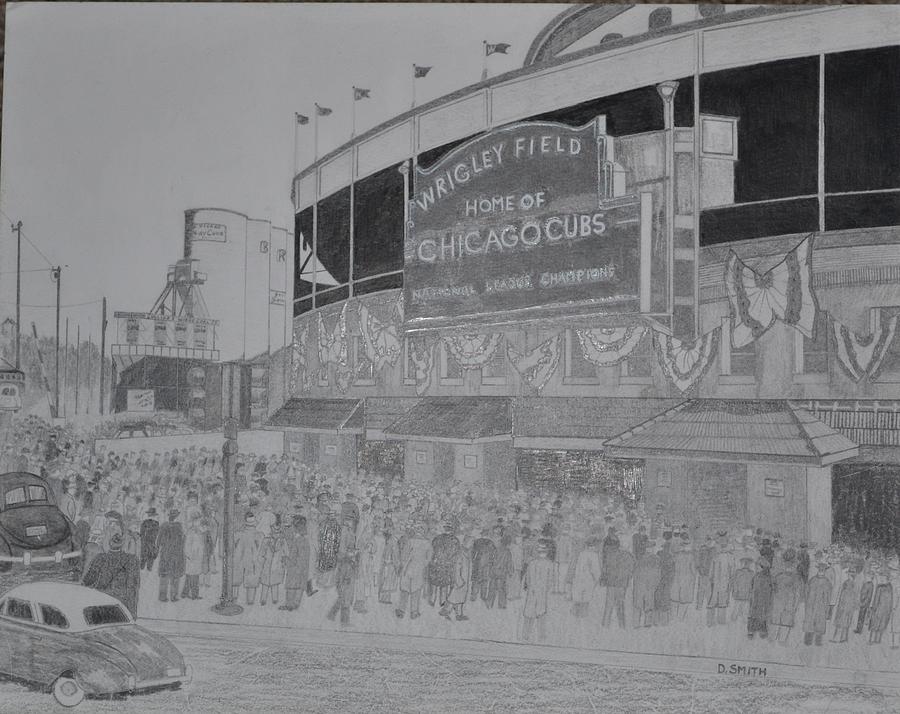 Wrigley Field Drawing by Dave Smith
