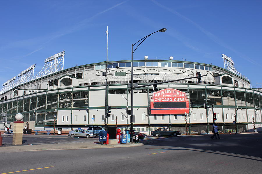 A general view of the exterior of Wrigley Field, home of the