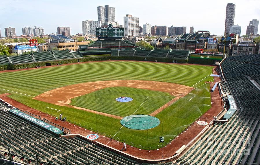 Chicago Cubs Photograph - 100 Years Old -- Wrigley Field in Green by David Bearden