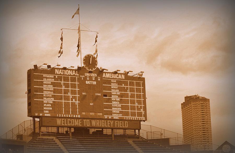 Chicago Cubs Photograph - Wrigley Field Scoreboard by Toni Abdnour