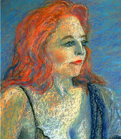 Writer and Singer Contemplating Painting by Asha Carolyn Young