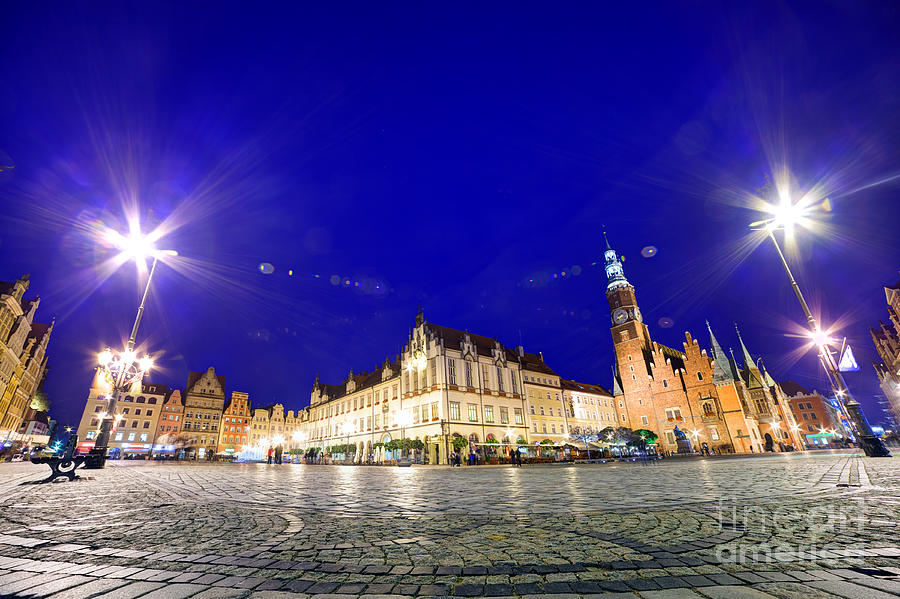 Architecture Photograph - Wroclaw Poland Historical market square and the Town Hall by Michal Bednarek