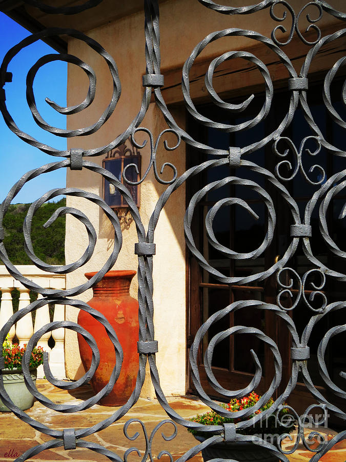 Architecture Photograph - Wrought Iron Gated Courtyard by Ella Kaye Dickey