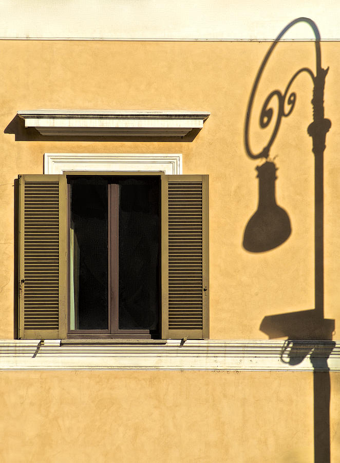 Wrought Iron Street Lamp Shadow of Ancient Rome Photograph by David Letts