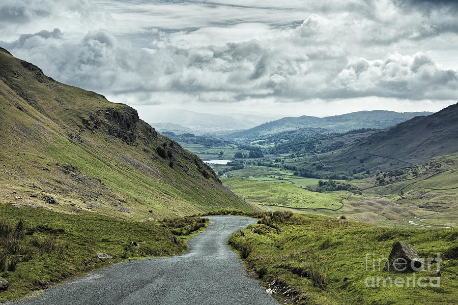 Wrynose Pass Looking Towards Little Langdale Tarn The Lake District ...