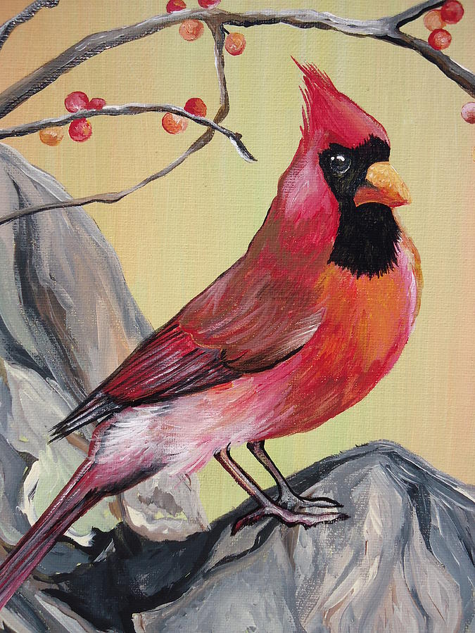WV State Bird Painting by Leslie Manley