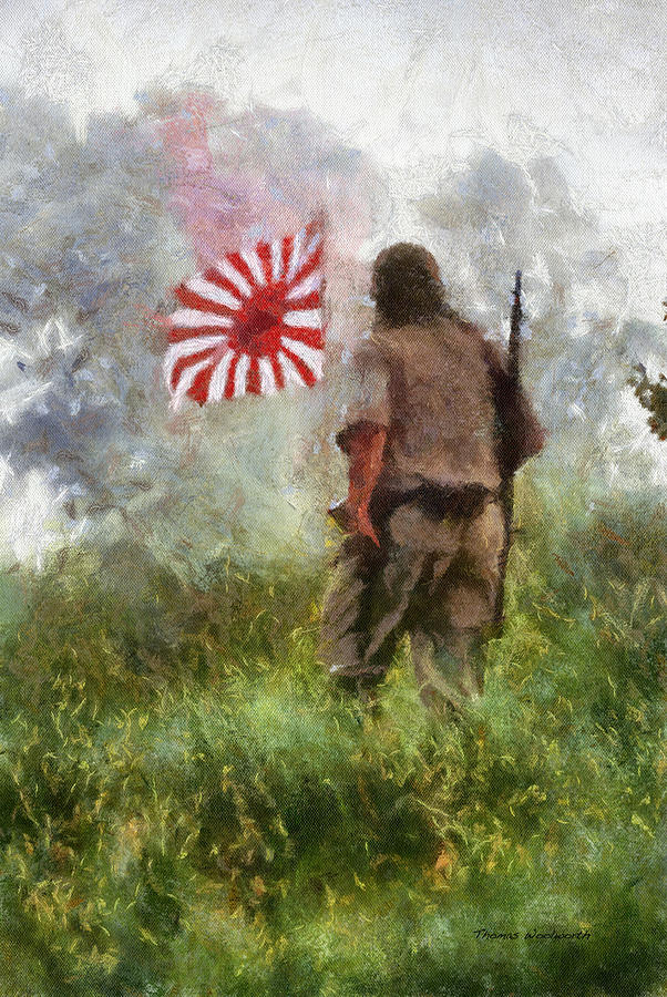 WW II Japanese Flag and Soldier Photo Art 02 Photograph by Thomas Woolworth