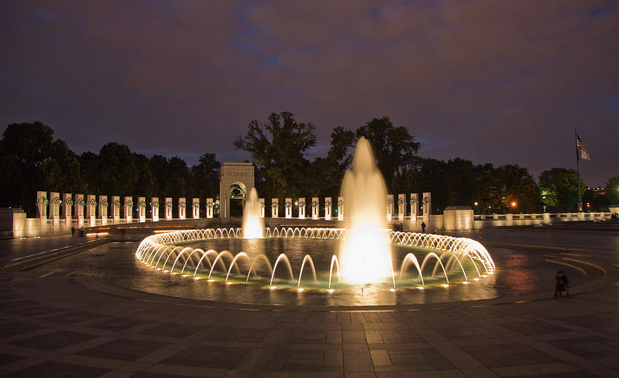 WW II Memorial at Night Photograph by Jack Nevitt