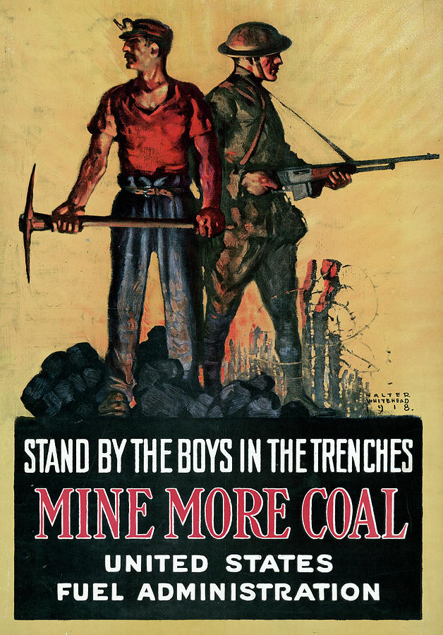 Wwi Coal Mining, 1918 Painting by Granger