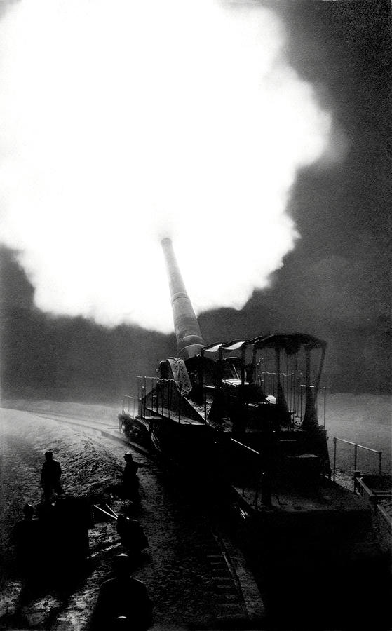 WWI French Railroad Gun at Night Photograph by Historic Image