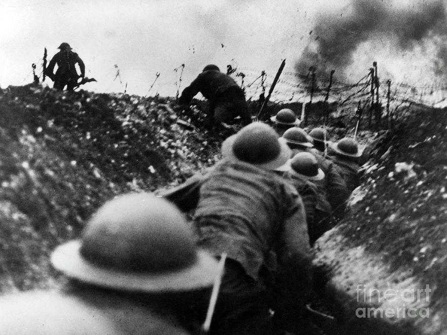 WWI Over The Top Trench Warfare Photograph by Photo Researchers