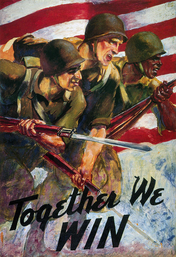 Wwii: Biracial Unity Poster Photograph by Granger