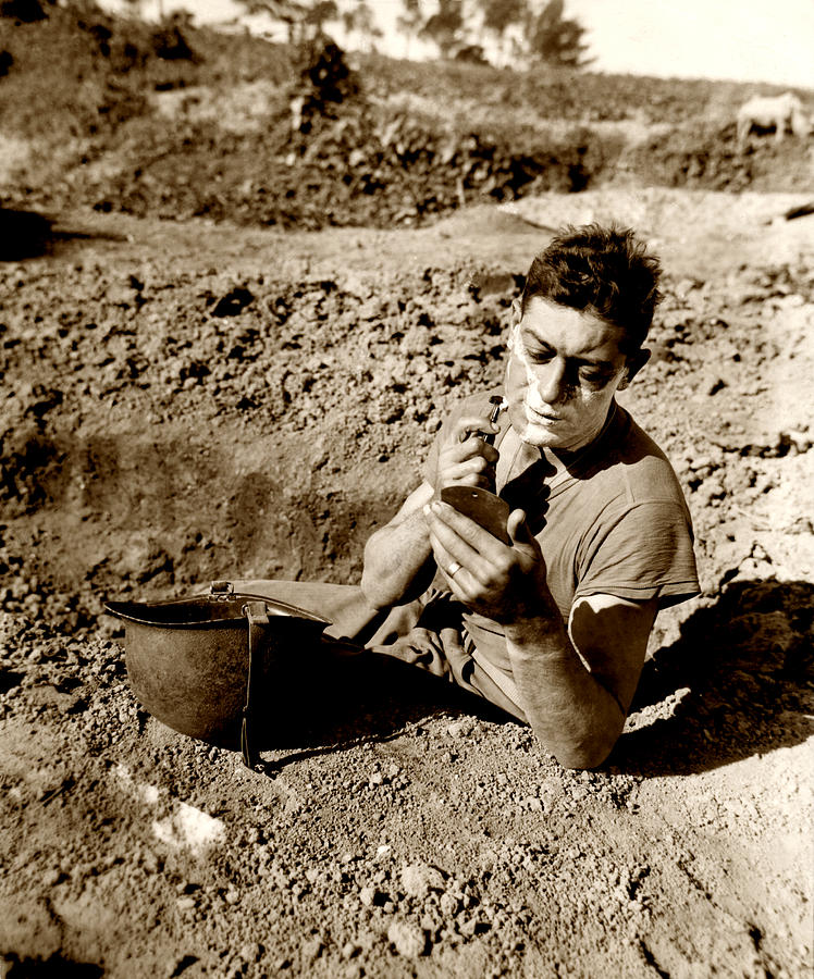 WWII Foxhole Shave Photograph by Historic Image