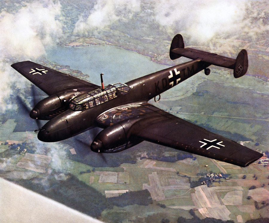 WWII German Bf-110 in Flight Painting by Historic Image