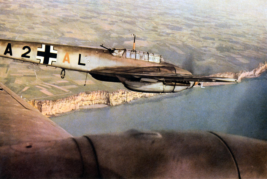 WWII German Bf-110 over English Channel Painting by Historic Image