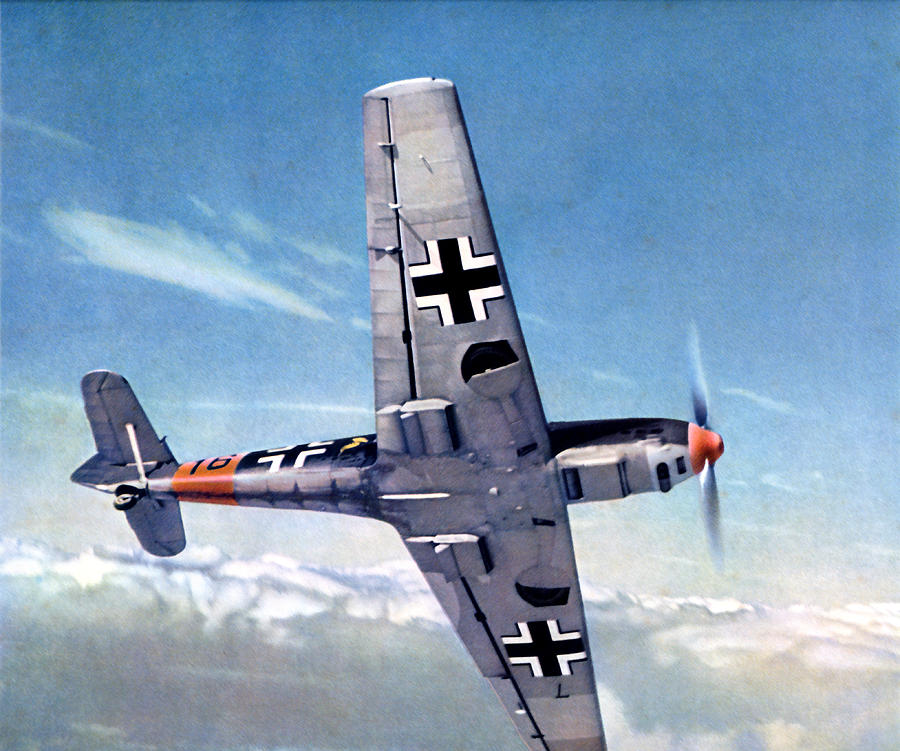 WWII German ME-109 Aircraft in Flight Painting by Historic Image