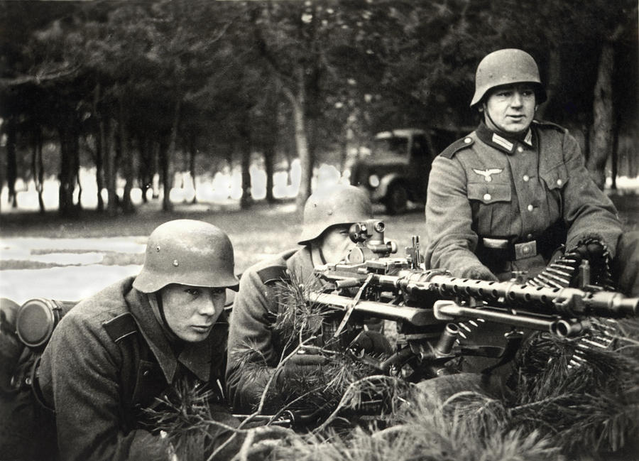 WWII German MG-34 Crew in France Photograph by Historic Image