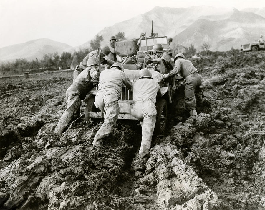 WWII Jeep Stuck in Italian Mud Photograph by Historic Image