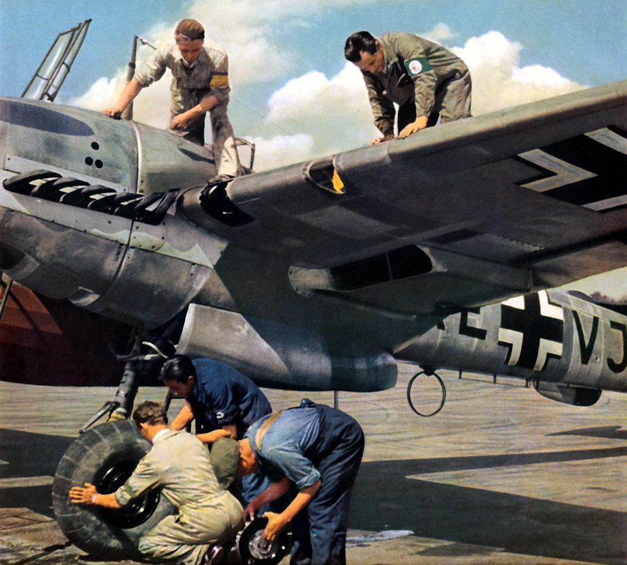 WWII Luftwaffe Ground Crew at Work Painting by Historic Image