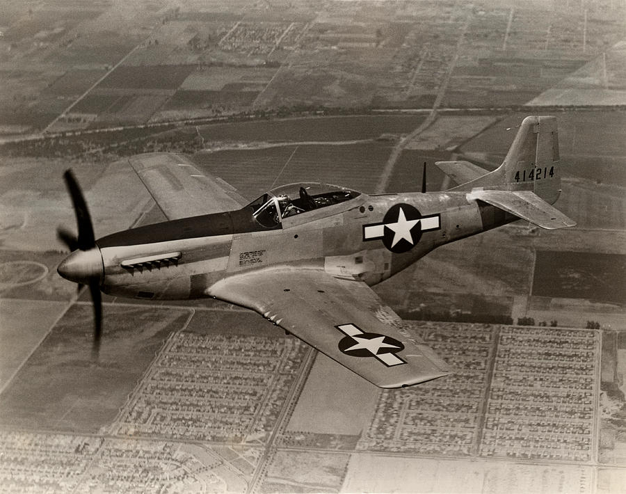 WWII P-51 Mustang in Flight by Historic Image.