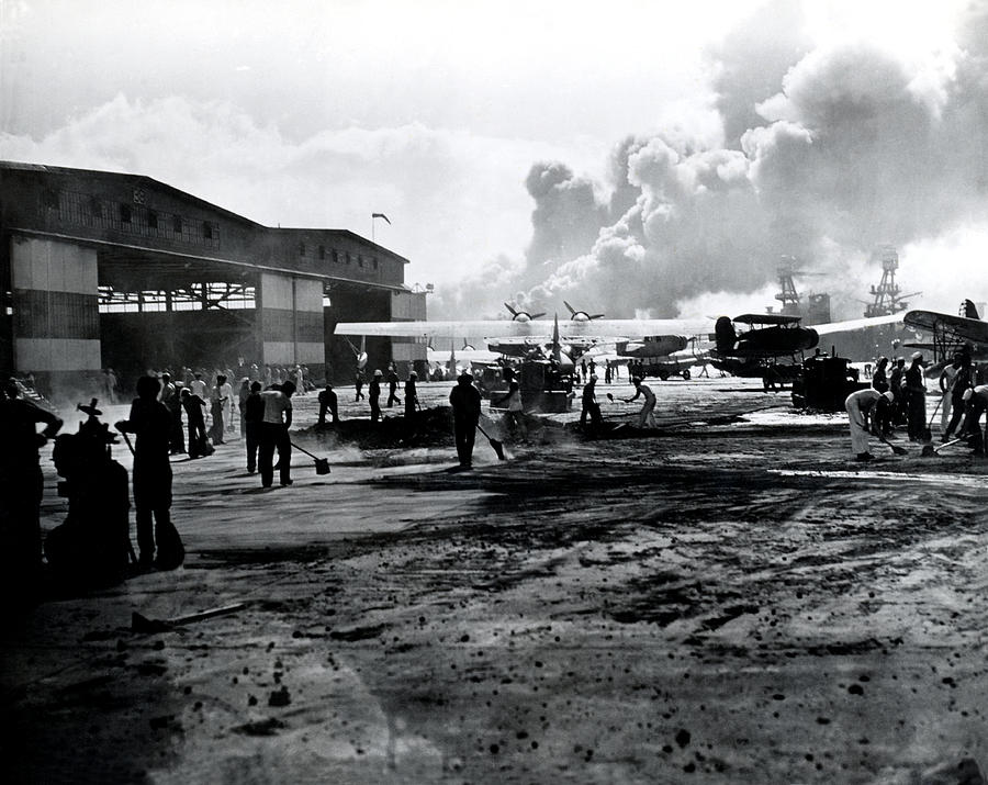 WWII Pearl Harbor Attack from Ford Island Photograph by Historic Image
