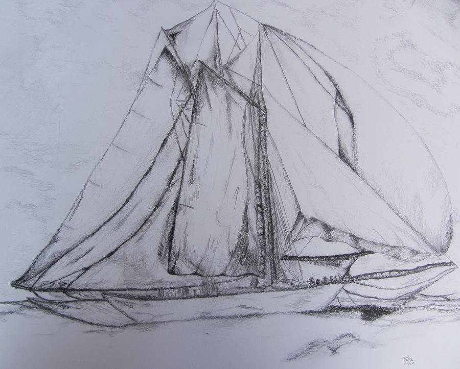 WWII Schooner Brilliant Modification Drawing by Debbie Nester