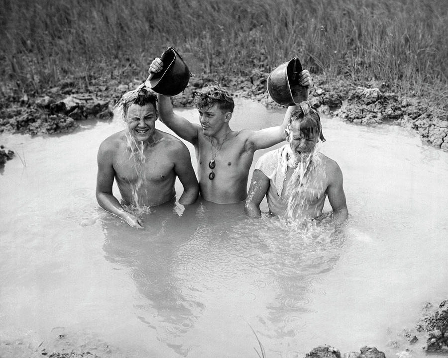 WWII Shellhole Bathtub Photograph by Underwood Archives