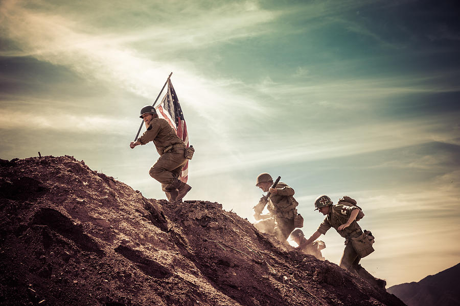 WWII Soldiers Taking a Hill Photograph by Avid_creative