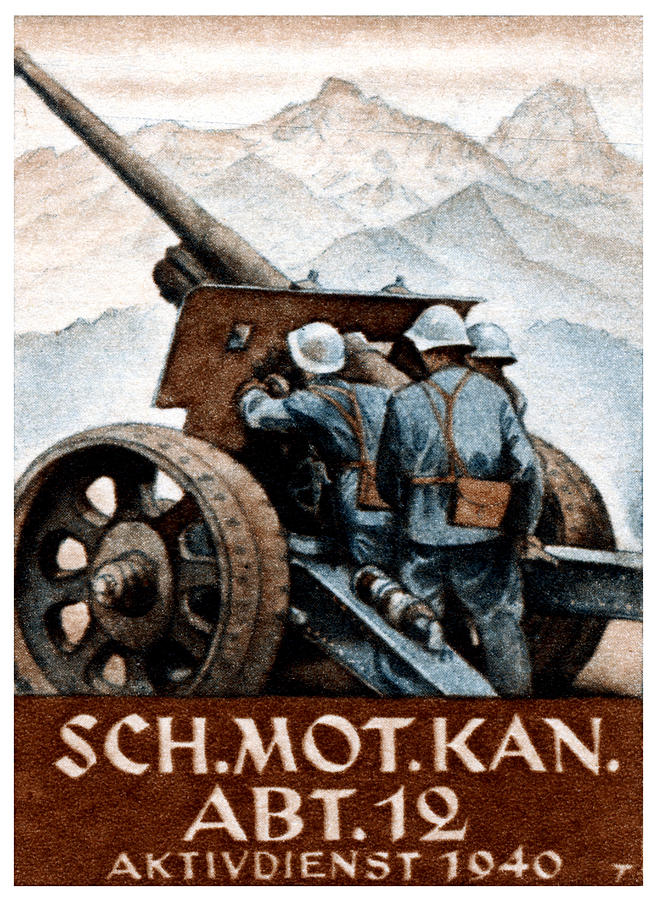 WWII Swiss Artillery Regiment Painting by Historic Image