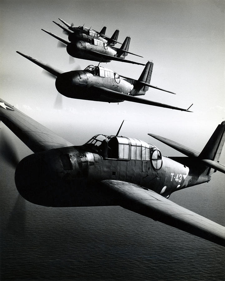 WWII US Navy Avengers in Flight Photograph by Historic Image