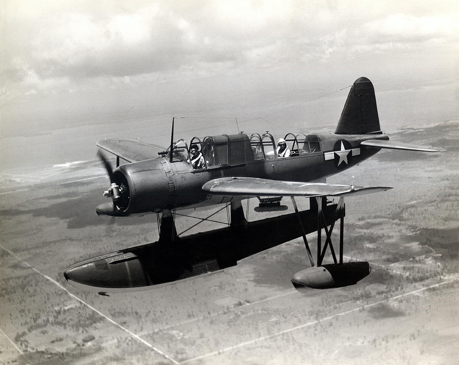 WWII US Navy Vought Kingfisher in flight Photograph by Historic Image