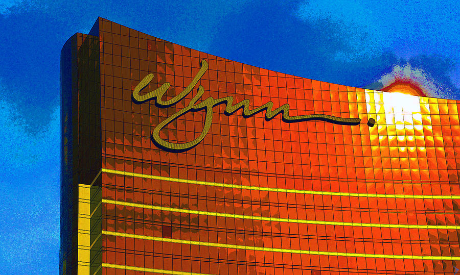 Wynn Las Vegas sun reflection Painting by David Lee Thompson