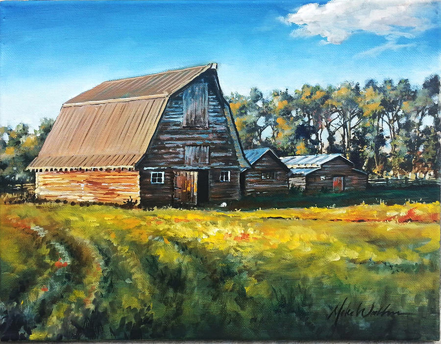 Wyoming Farm Painting by Mike Worthen