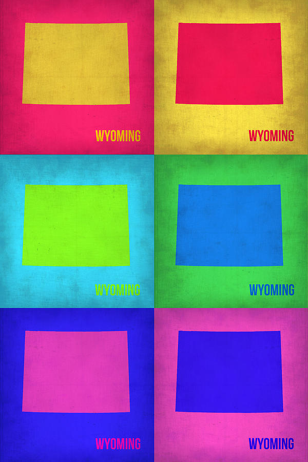 Wyoming Map Painting - Wyoming Pop Art Map 1 by Naxart Studio