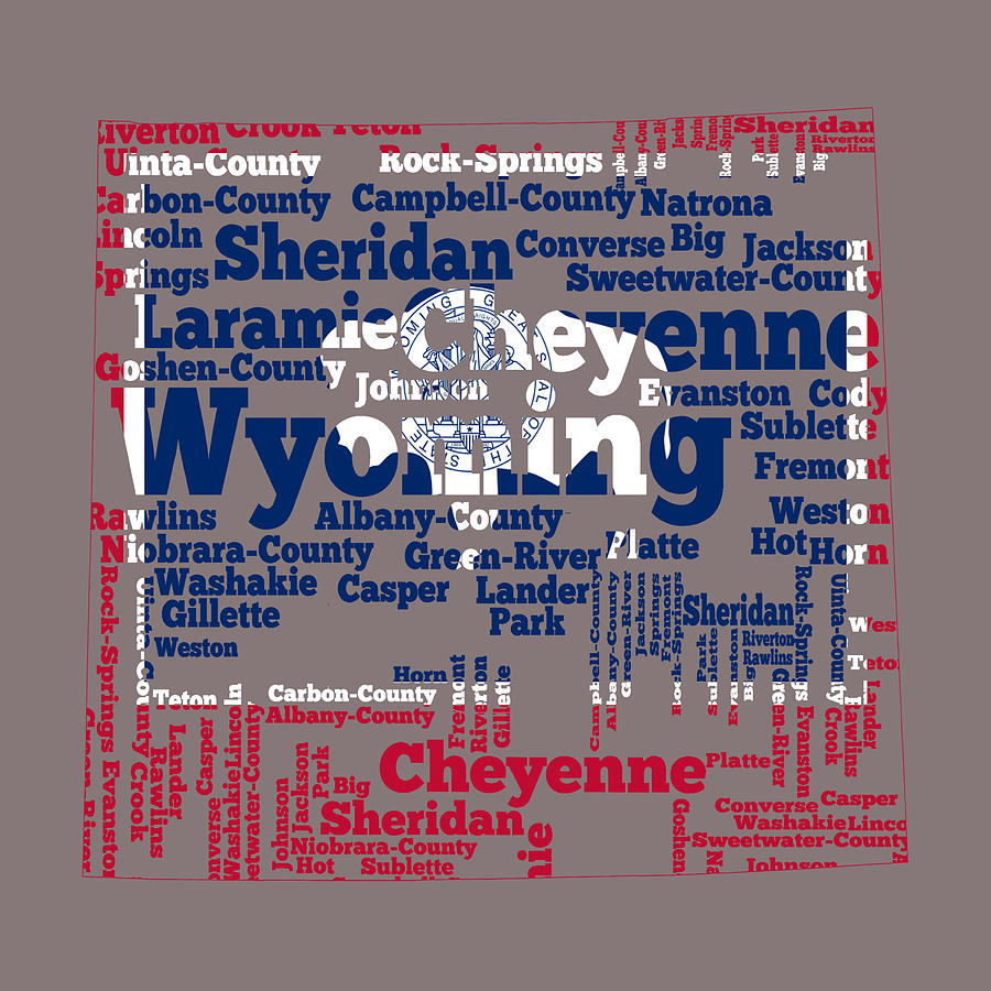 Wyoming State Flag Word Cloud Digital Art by Brian Reaves