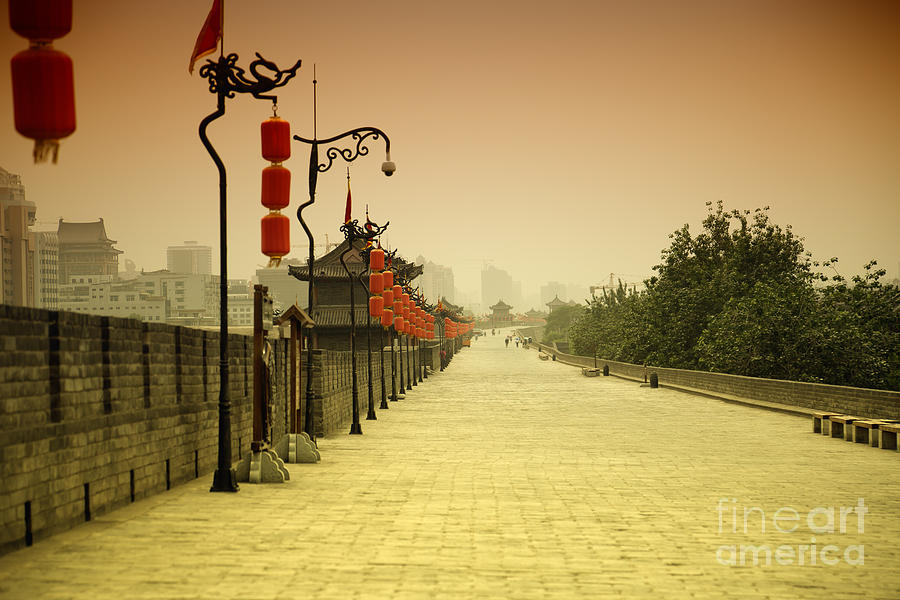 Castle Photograph - XiAn City Wall China by Fototrav Print