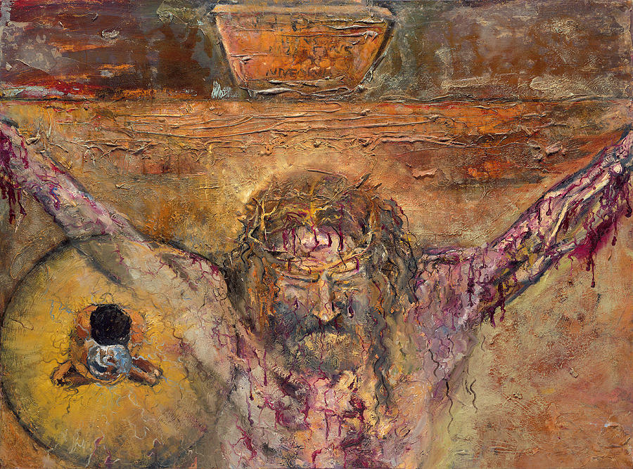 XII Station Jesus Dies on the Cross Painting by Patricia Trudeau